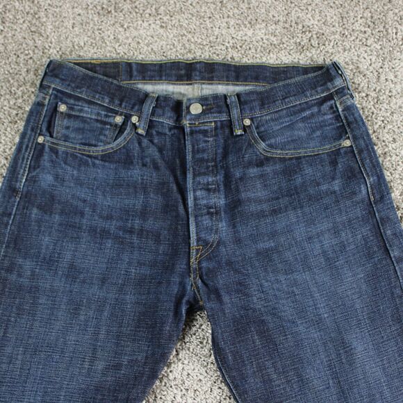 Levis 501 Jeans Men 34x32 Blue Classic Fit Straight Leg Denim Pants Actual 33x28 - Picture 2 of 12